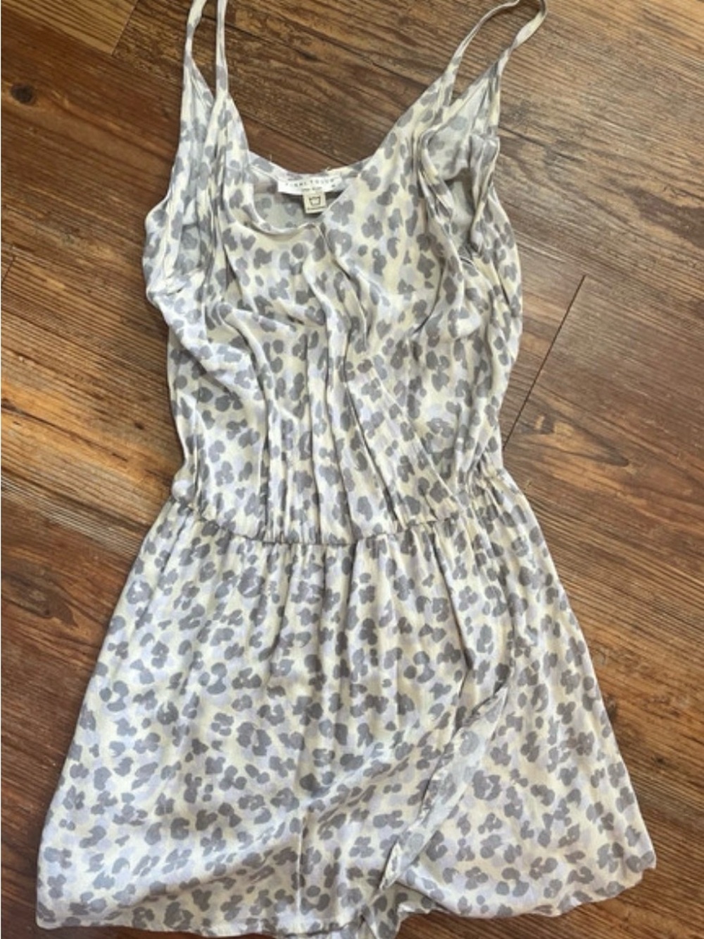 Final Touch Women's Sleeveless Leopard Print Romper - Gray and Cream